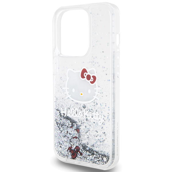Hello Kitty HKHCP15LLIKHET Apple iPhone 15 Pro 6.1″ sidabrinis kietas dėklas Liquid Glitter Charms Kitty Hea aprašymas - Prekės nuotrauka