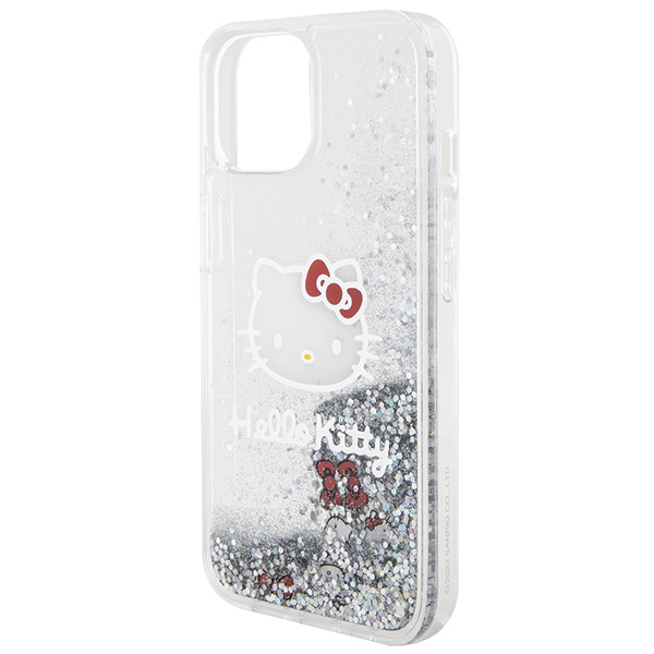 Dėklas Hello Kitty HKHCP15SLIKHET Apple iPhone 15 /14 / 13 6.1″ sidabro spalvos hardcase Liquid Glitter Charms Kit aprašymas - Prekės nuotrauka