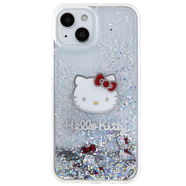 Dėklas Hello Kitty HKHCP15SLIKHET Apple iPhone 15 /14 / 13 6.1″ sidabro spalvos hardcase Liquid Glitter Charms Kit aprašymas - Prekės nuotrauka