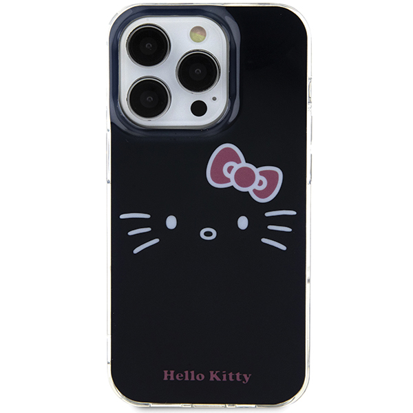Hello Kitty HKHCP15XHKHLK Apple iPhone 15 Pro Max 6.7″ juodos spalvos kietas dėklas IML Kitty Face aprašymas - Prekės nuotrauka