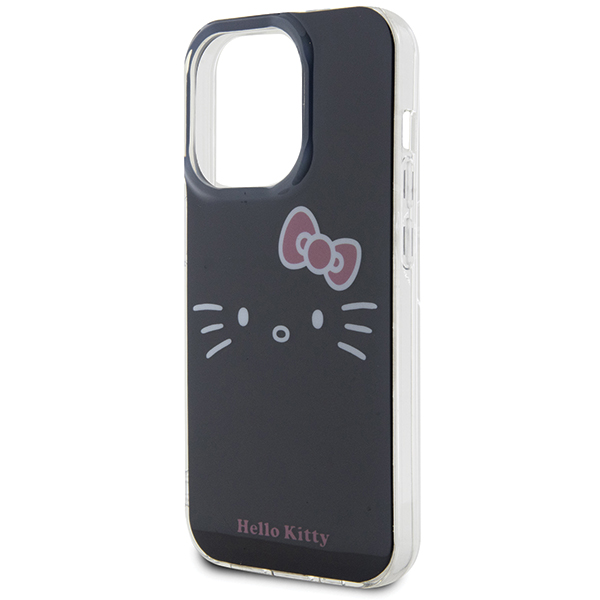 Hello Kitty HKHCP15XHKHLK Apple iPhone 15 Pro Max 6.7″ juodos spalvos kietas dėklas IML Kitty Face aprašymas - Prekės nuotrauka