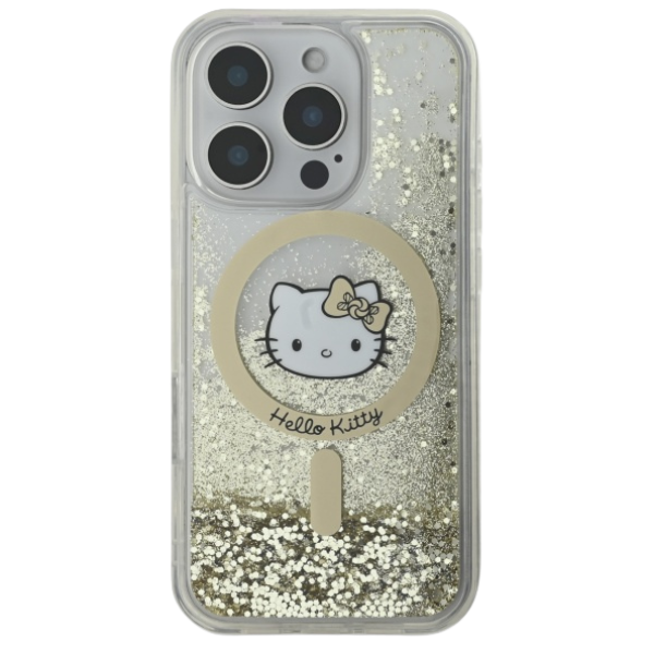 Hello Kitty HKHMP16XLGDIH iPhone 16 Pro Max 6.9″ baltos spalvos auksinis kietas dėklas Liquid Glitter Fev aprašymas - Prekės nuotrauka