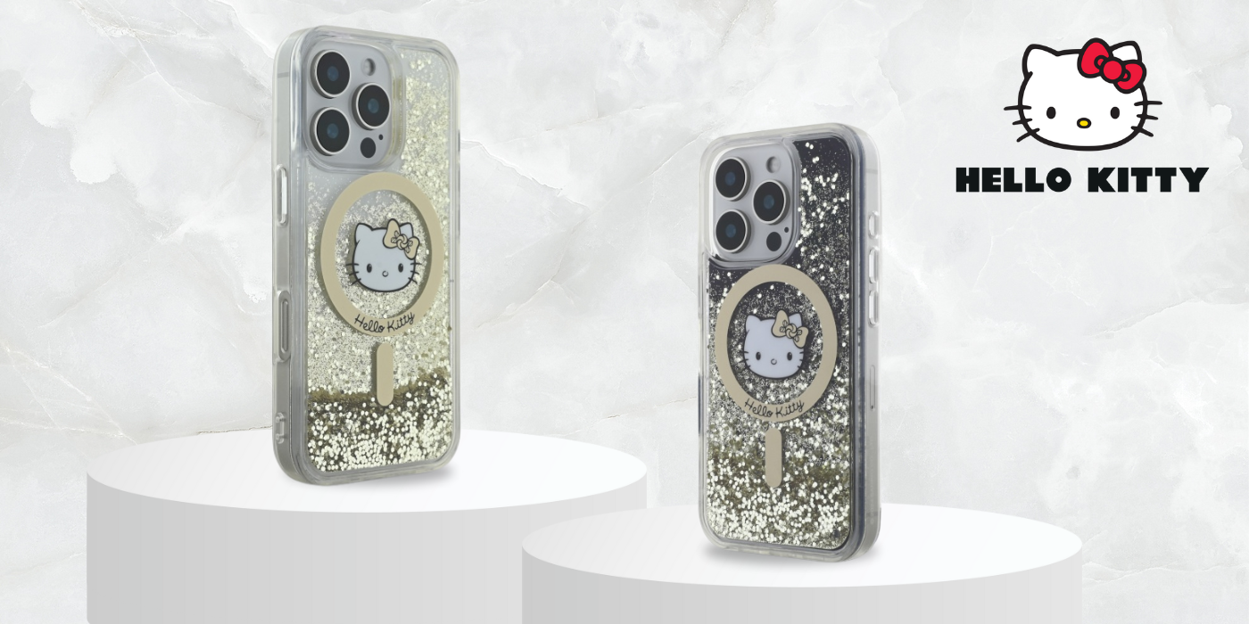 Hello Kitty HKHMP16XLGDIK iPhone 16 Pro Max 6.9″ juodos spalvos auksinis kietas dėklas Liquid Glitter Fe aprašymas - Prekės nuotrauka