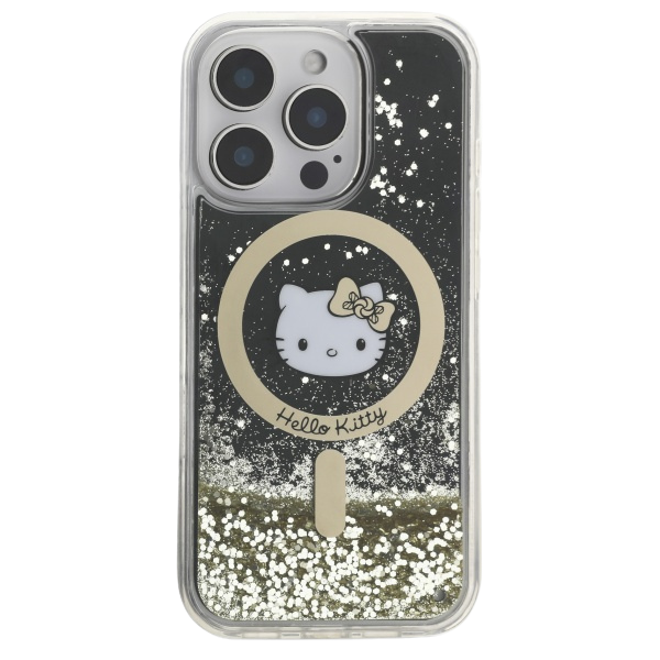 Hello Kitty HKHMP16XLGDIK iPhone 16 Pro Max 6.9″ juodos spalvos auksinis kietas dėklas Liquid Glitter Fe aprašymas - Prekės nuotrauka