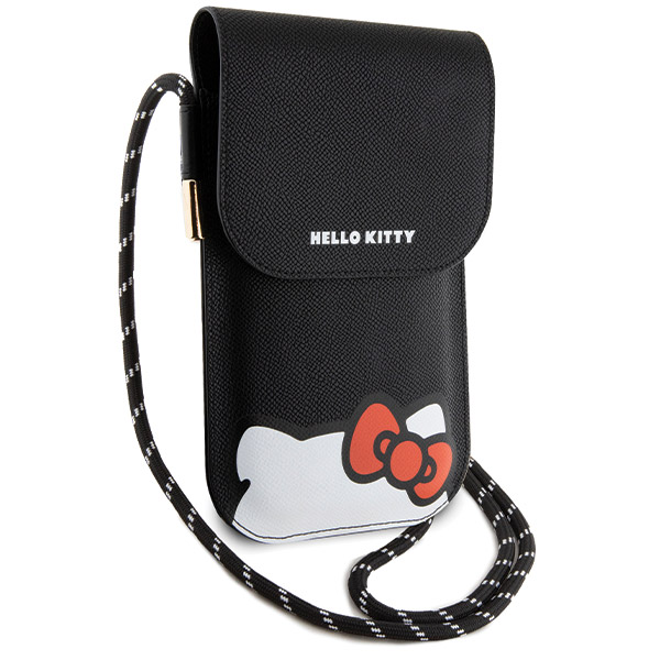 Hello Kitty HKOWBPSCKEK juodos spalvos Leather Handbag with Hiding Kitty Cord aprašymas - Prekės nuotrauka