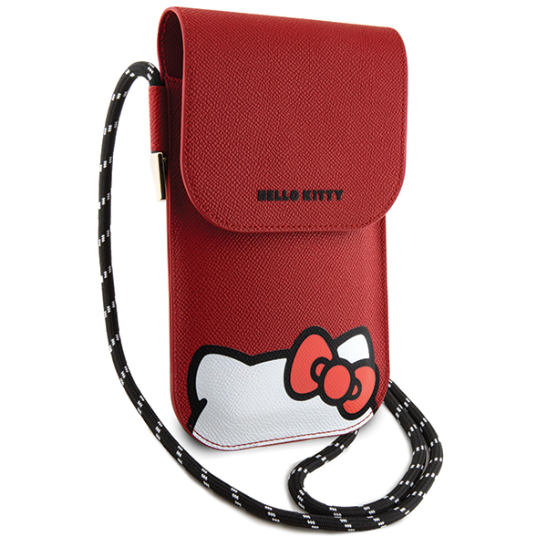 Hello Kitty HKOWBPSCKER raudona odinė rankinė su paslėptu Kitty laidu aprašymas - Prekės nuotrauka