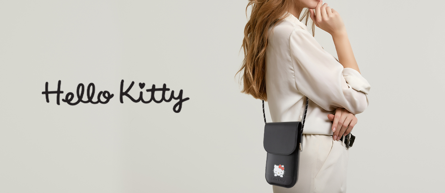 Hello Kitty HKOWBSKCDKK juodos spalvos Leather Handbag with Daydreaming Cord aprašymas - Prekės nuotrauka