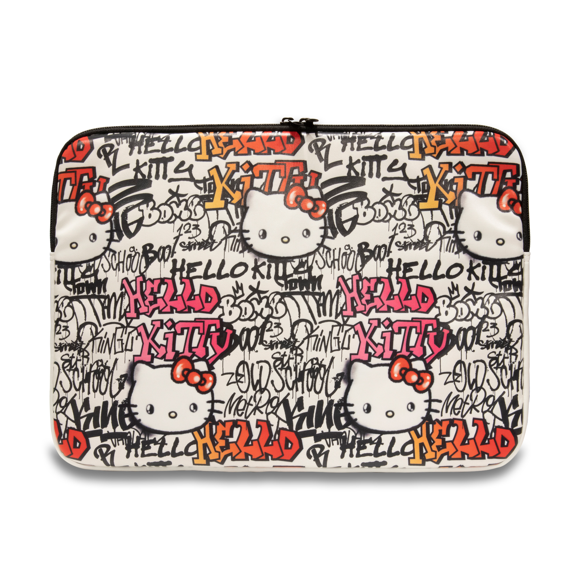 Hello Kitty kompiuterio dėklas HKCSZPDGPTE 14″ smėlio spalvos užtrauktuku PU su grafiti raštais aprašymas - Prekės nuotrauka