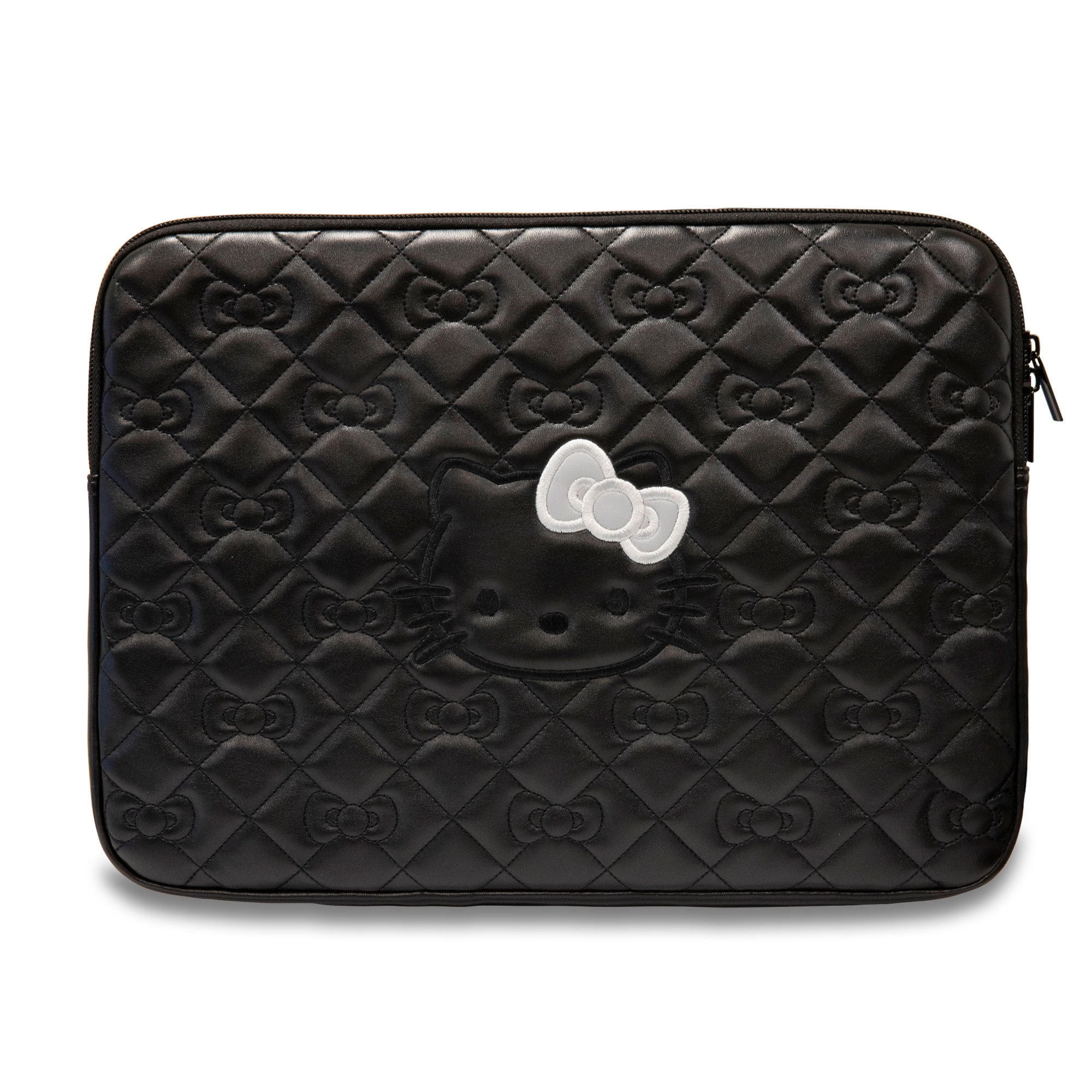 Hello Kitty kompiuterio dėklas HKCSZPEKHBPK 14″ juodos spalvos Zip PU dygsniuotas su kaspinais aprašymas - Prekės nuotrauka