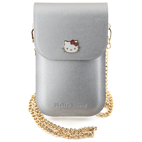 Hello Kitty odinis dėklas krepšys Metal Logo Chain (HKOWBPGHDLMS) sidabrinės spalvos aprašymas - Prekės nuotrauka Hello Kitty odinis dėklas krepšys Metal Logo Chain (HKOWBPGHDLMS) sidabrinės spalvos aprašymas - Prekės nuotrauka