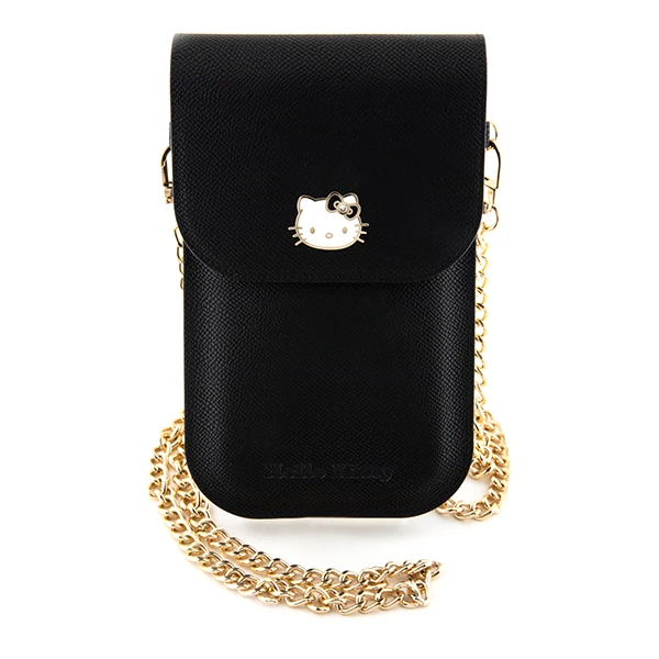 Hello Kitty odinis dėklas krepšys Metal Logo Chain (HKOWBPGHDLMK) juodos spalvos aprašymas - Prekės nuotrauka