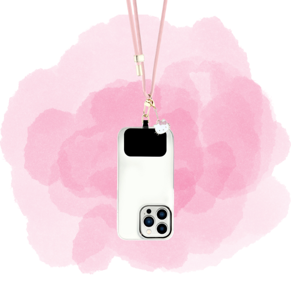 Hello Kitty Patch & Kitty Head Charm universali virvelė telefonui, rožinė aprašymas - Prekės nuotrauka