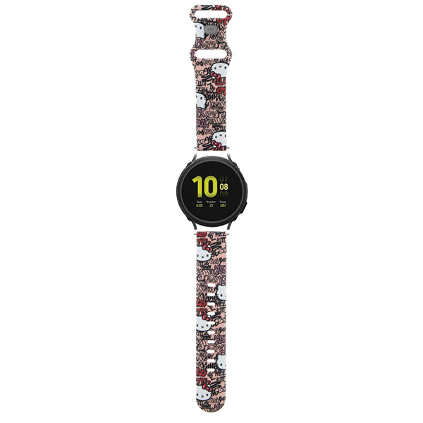 Hello Kitty universali apyrankė HKUWLSDIESK Silicone Heads & Stripes juodos spalvos apyrankė 22mm aprašymas - Prekės nuotrauka