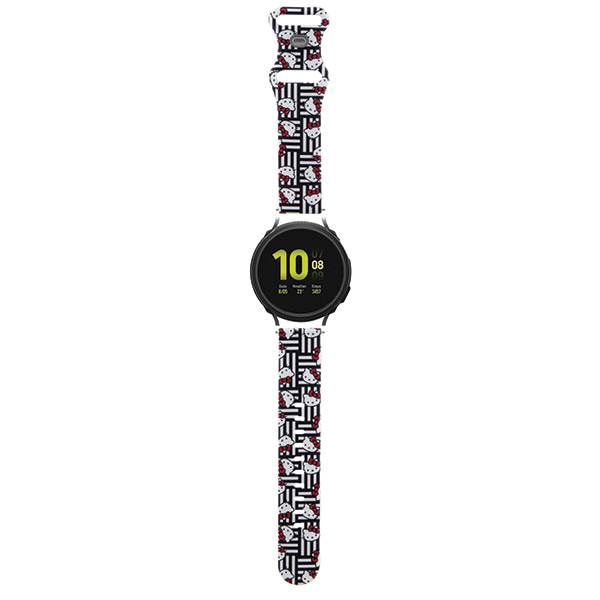 Hello Kitty universali apyrankė HKUWMSDIESK Silicone Heads & Stripes juodos spalvos apyrankė 20mm aprašymas - Prekės nuotrauka