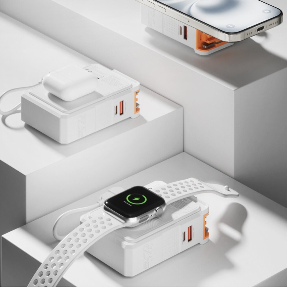 Hibridinis įkroviklis 4smarts 6-in-1 USB-C/USB-A PD 22.5W su 10 000 mAh išorine baterija, Qi belaidžiu įkrovimu, aprašymas - Prekės nuotrauka