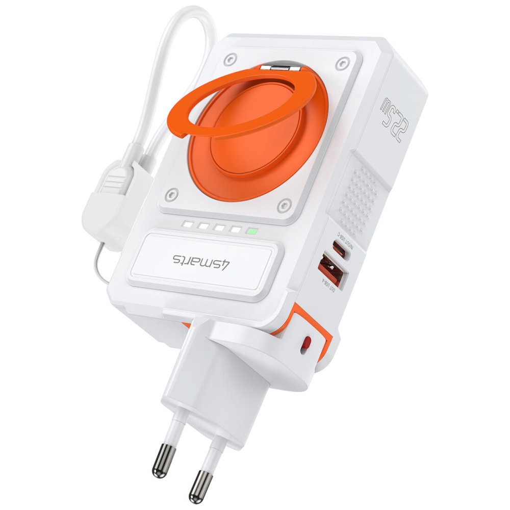 Hibridinis įkroviklis 4smarts 6-in-1 USB-C/USB-A PD 22.5W su 10 000 mAh išorine baterija, Qi belaidžiu įkrovimu, aprašymas - Prekės nuotrauka