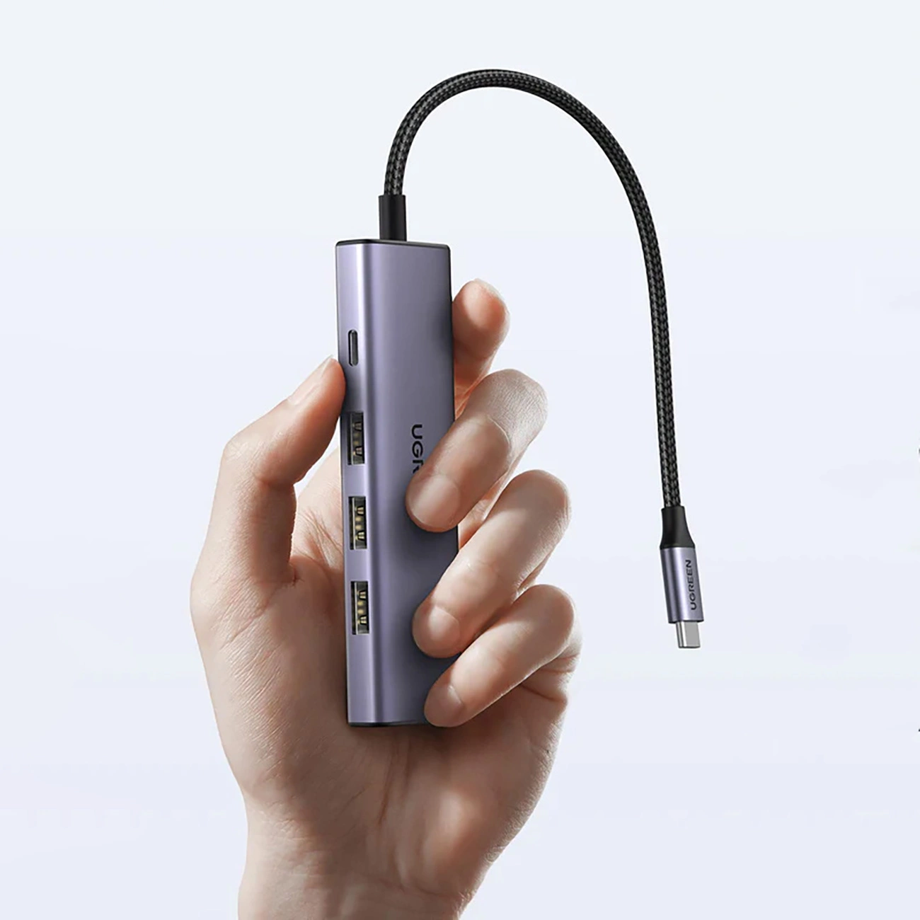 HUB Ugreen CM511 15597 5in1 USB-C – USB-C PD / HDMI / 3x USB-A 3.0 – pilkos spalvos aprašymas - Prekės nuotrauka