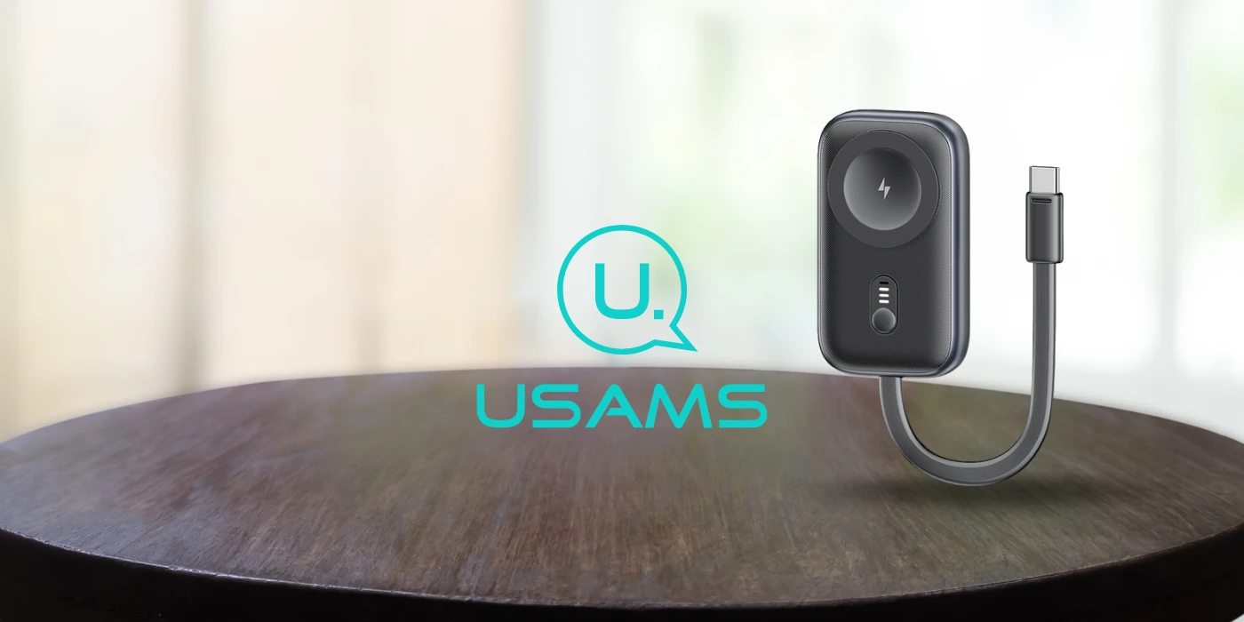 Indukcinis įkroviklis Apple Watch Usams CD245 2-in-1 su 1200mAh išorine baterija + USB-C laidu, titano spalvos aprašymas - Prekės nuotrauka