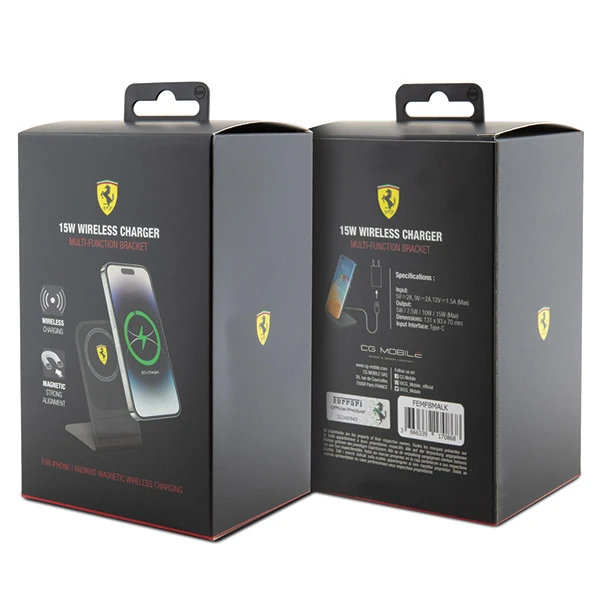 Dėklas Indukcinis įkroviklis 15W Ferrari (FEMFBMALK)2023 Collection MagSafe juodos spalvos aprašymas - Prekės nuotrauka Dėklas Indukcinis įkroviklis 15W Ferrari (FEMFBMALK)2023 Collection MagSafe juodos spalvos aprašymas - Prekės nuotrauka