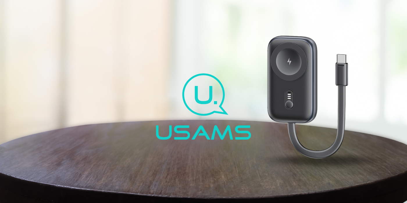 indukcinis įkroviklis Watch Usams CD245 2-in-1 su 1200mAh išorine baterija + USB-C laidas, titano spalvos aprašymas - Prekės nuotrauka