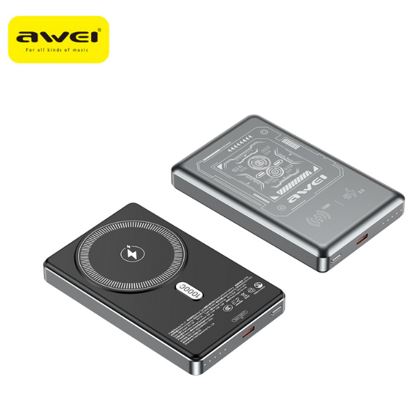 Indukcinis išorinis akumuliatorius Awei PA-31 10000mAh MagSafe pilkos spalvos aprašymas - Prekės nuotrauka