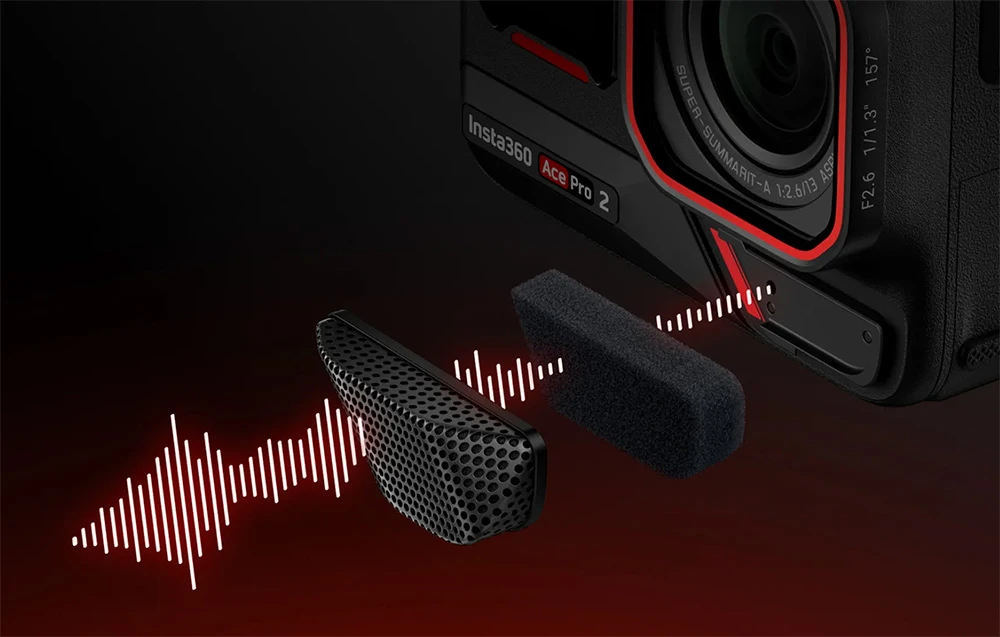 „Insta360 Ace Pro 2“ mikrofonas su apsauga nuo vėjo aprašymas - Prekės nuotrauka