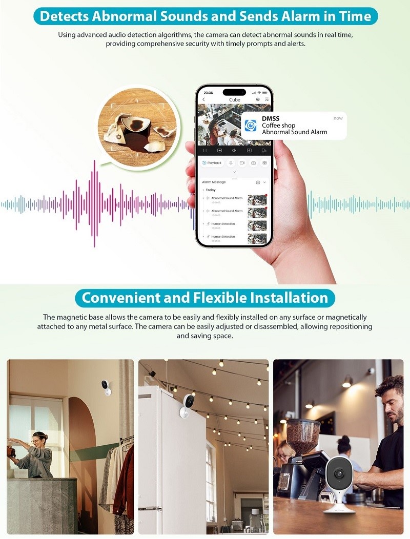 Dahua Technology Co IP kamera C5A, 5MP 25fps, naktinis pašvietimas iki 10m, SD iki 256GB, 90°, WiFi aprašymas - Prekės nuotrauka