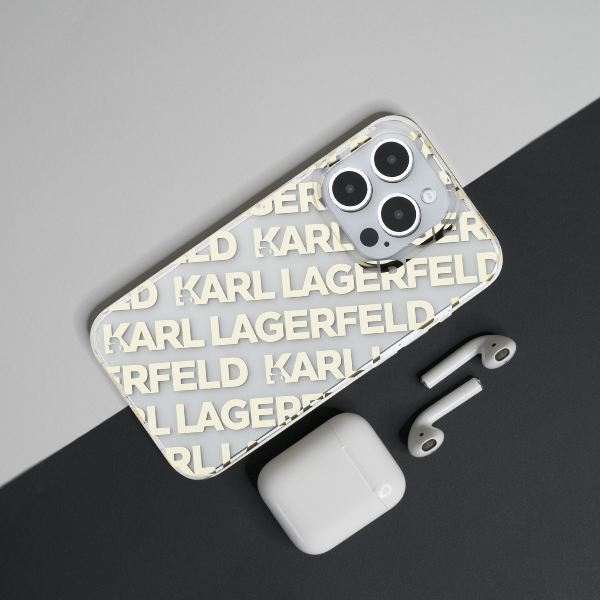 iPhone 13 / 14 / 15 Karl Lagerfeld dėklas IML Fullover Logo (KLHCP15SHKFOEMD) aukso spalvos aprašymas - Prekės nuotrauka