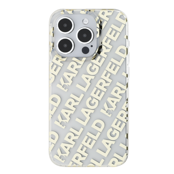 iPhone 13 / 14 / 15 Karl Lagerfeld dėklas IML Fullover Logo (KLHCP15SHKFOEMD) aukso spalvos aprašymas - Prekės nuotrauka