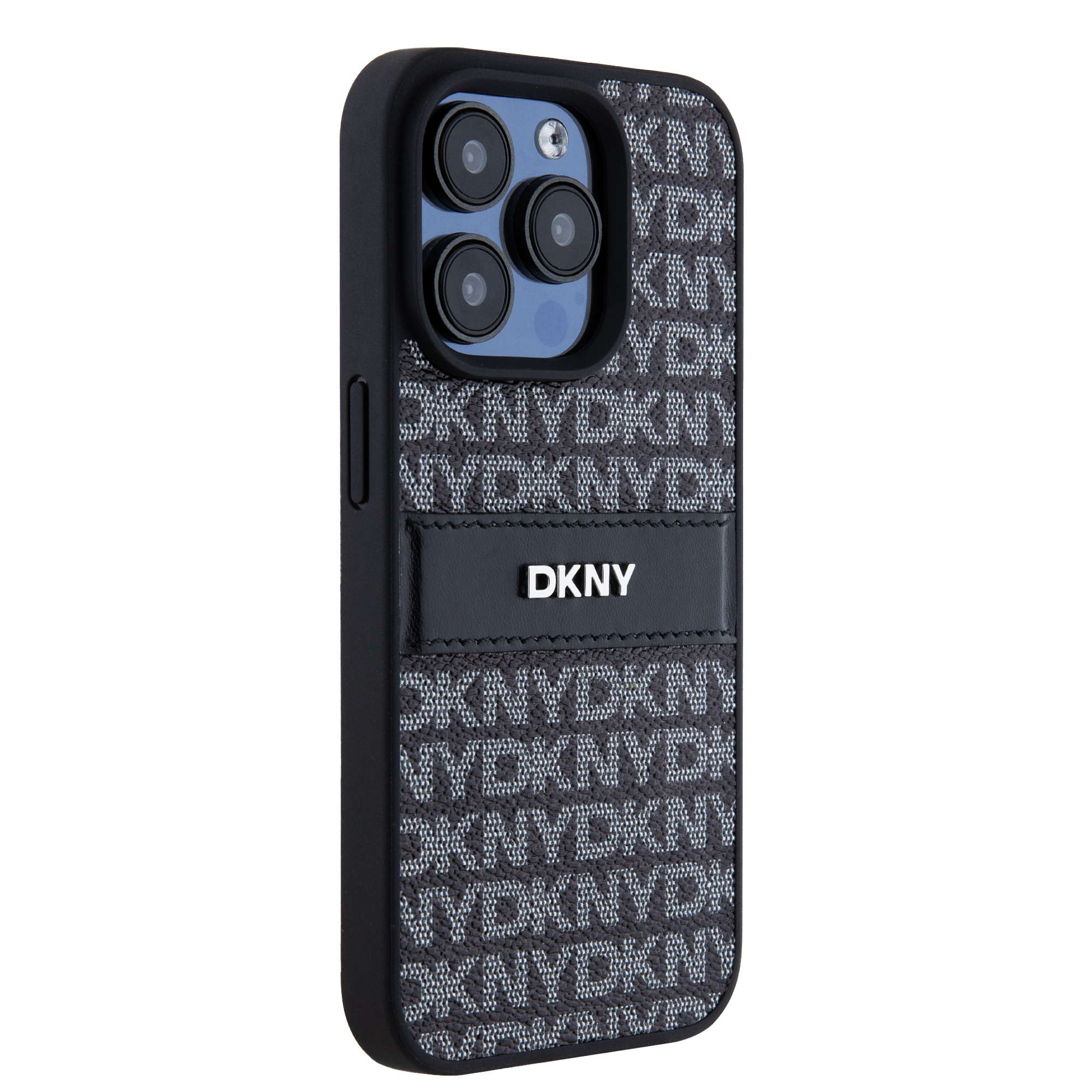 iPhone 14 Pro DKNY odinis dėklas Mono Stripe & Metal Logo (DKHCP14LPRTHSLK) juodos spalvos aprašymas - Prekės nuotrauka