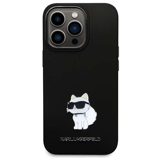 iPhone 14 Pro Karl Lagerfeld dėklas Silicone C Metal Pin (KLHCP14LSMHCNPK) juodos spalvos aprašymas - Prekės nuotrauka