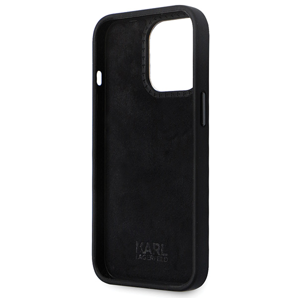 iPhone 14 Pro Karl Lagerfeld dėklas Silicone C Metal Pin (KLHCP14LSMHCNPK) juodos spalvos aprašymas - Prekės nuotrauka