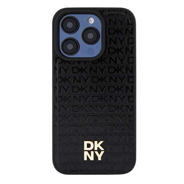 iPhone 15 Plus / 14 Plus DKNY odinis dėklas Monogram Pattern Metal Logo MagSafe (DKHMP15MPSHRPSK) juodos spalvos aprašymas - Prekės nuotrauka
