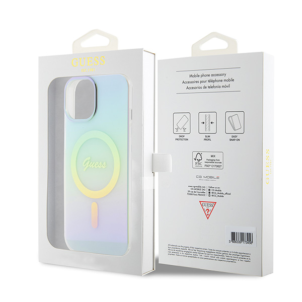 Dėklas GUESS GUHMP15MHITSQ IPHONE 15 PLUS / 14 PLUS 6,7 colių TURKIS / TURKIS KIETAS IML IRIDESCENT MAGSAFE aprašymas - Prekės nuotrauka