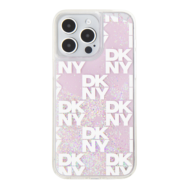 iPhone 15 Pro DKNY dėklas Liquid Glitter Multilogo (DKHCP15LLCPEPP) rožinės spalvos aprašymas - Prekės nuotrauka
