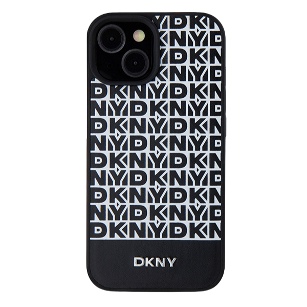 iPhone 15 Pro DKNY odinis dėklas su raštu Metalinis logotipas MagSafe (DKHMP15LPSOSPK) juodos spalvos aprašymas - Prekės nuotrauka