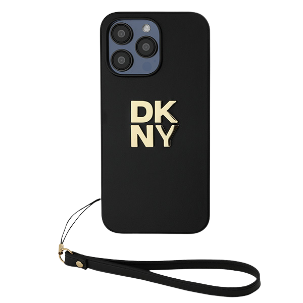 iPhone 15 Pro Max DKNY kietas dėklas su riešo dirželiu ir logotipu (DKHCP15XPBSWSK) dėklas telefonui, juodos spalvos aprašymas - Prekės nuotrauka