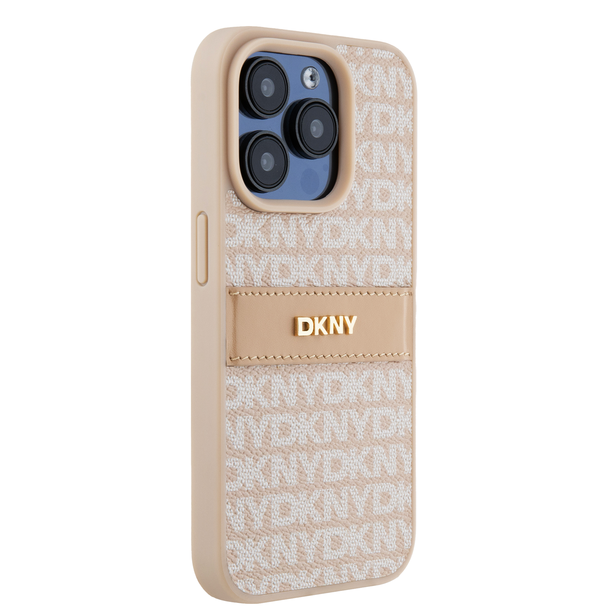 iPhone 15 Pro Max DKNY odinis dėklas Mono Stripe & Metal Logo (DKHCP15XPRTHSLP) rožinės spalvos aprašymas - Prekės nuotrauka