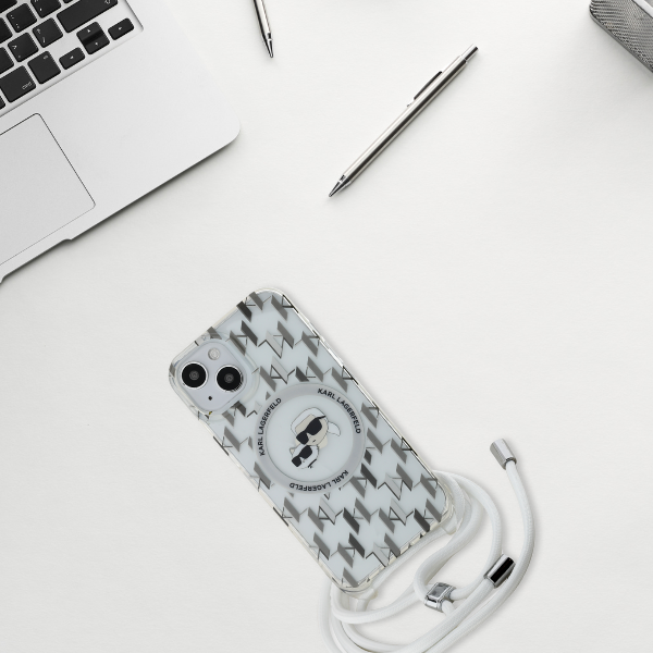 iPhone 15 Pro Max Karl Lagerfeld kietas dėklas IML Crossbody Monogram Karl & Choupette Head MagSafe (KLHMP15XHCKCKLCK) dėklas telefonui juodos spalvos aprašymas - Prekės nuotrauka