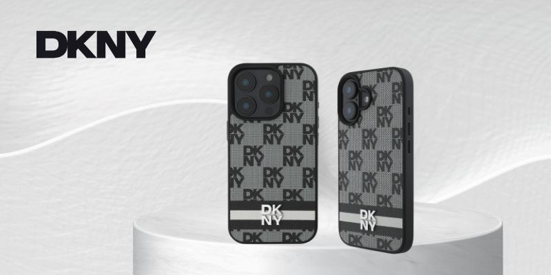 iPhone 16 DKNY languoto rašto ir spausdintų juostelių dėklas telefonui juodos spalvos (DKHCP16SPCPTSSK) aprašymas - Prekės nuotrauka