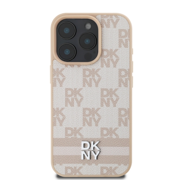iPhone 16 Pro DKNY languoto rašto ir spaudintų juostelių dėklas (DKHCP16LPCPTSSP) telefonui, rožinės spalvos aprašymas - Prekės nuotrauka
