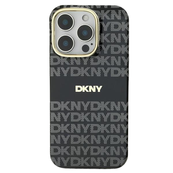 iPhone 16 Pro DKNY Repeat Texture Pattern With Stripe (DKHMP16LHRHSEK) dėklas telefonui, juodos spalvos aprašymas - Prekės nuotrauka
