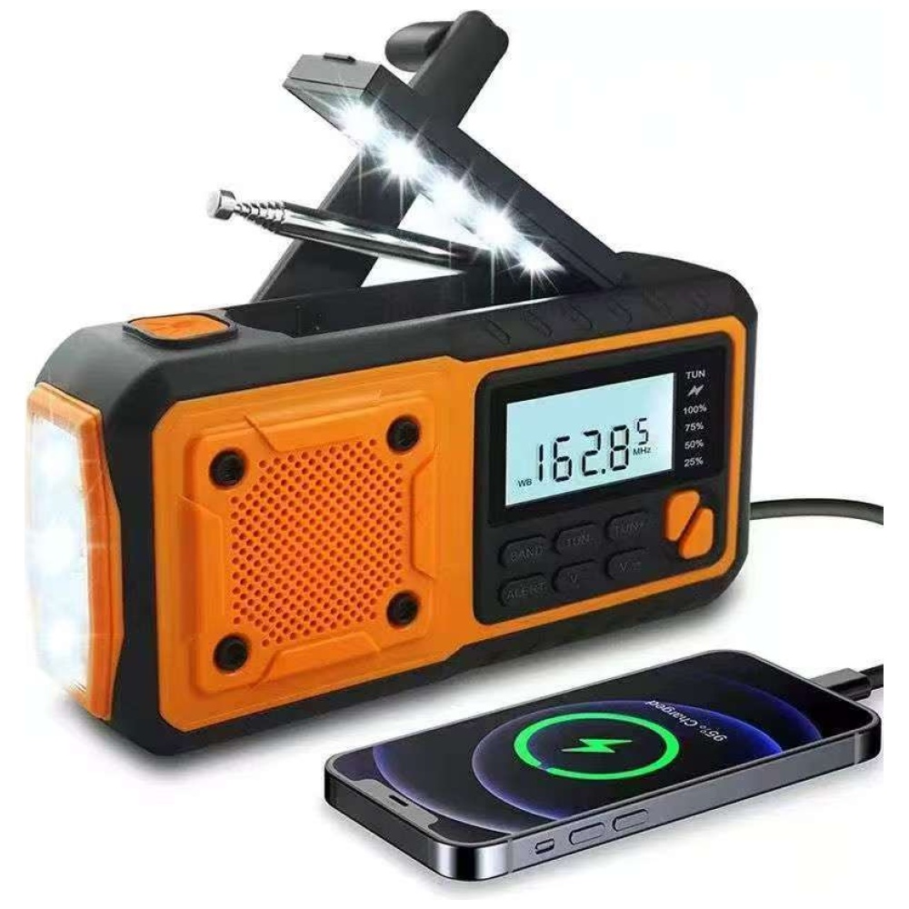 Feegar IPX3 AM/FM avarinis radijas su rankiniu švaistikliu, žibintuvėliu, išorine baterija ir saulės baterija aprašymas - Prekės nuotrauka Feegar IPX3 AM/FM avarinis radijas su rankiniu švaistikliu, žibintuvėliu, išorine baterija ir saulės baterija aprašymas - Prekės nuotrauka