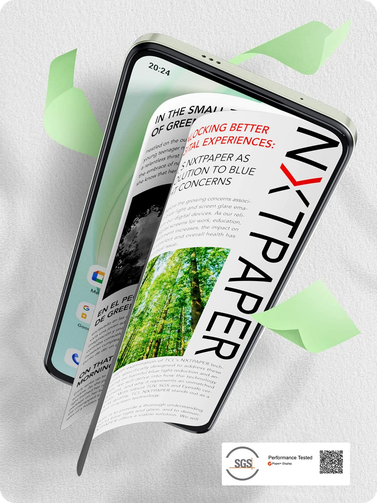 Išmanusis telefonas TCL 60SE Nxtpaper, 8/256 GB, Mint Žalias aprašymas - Prekės nuotrauka
