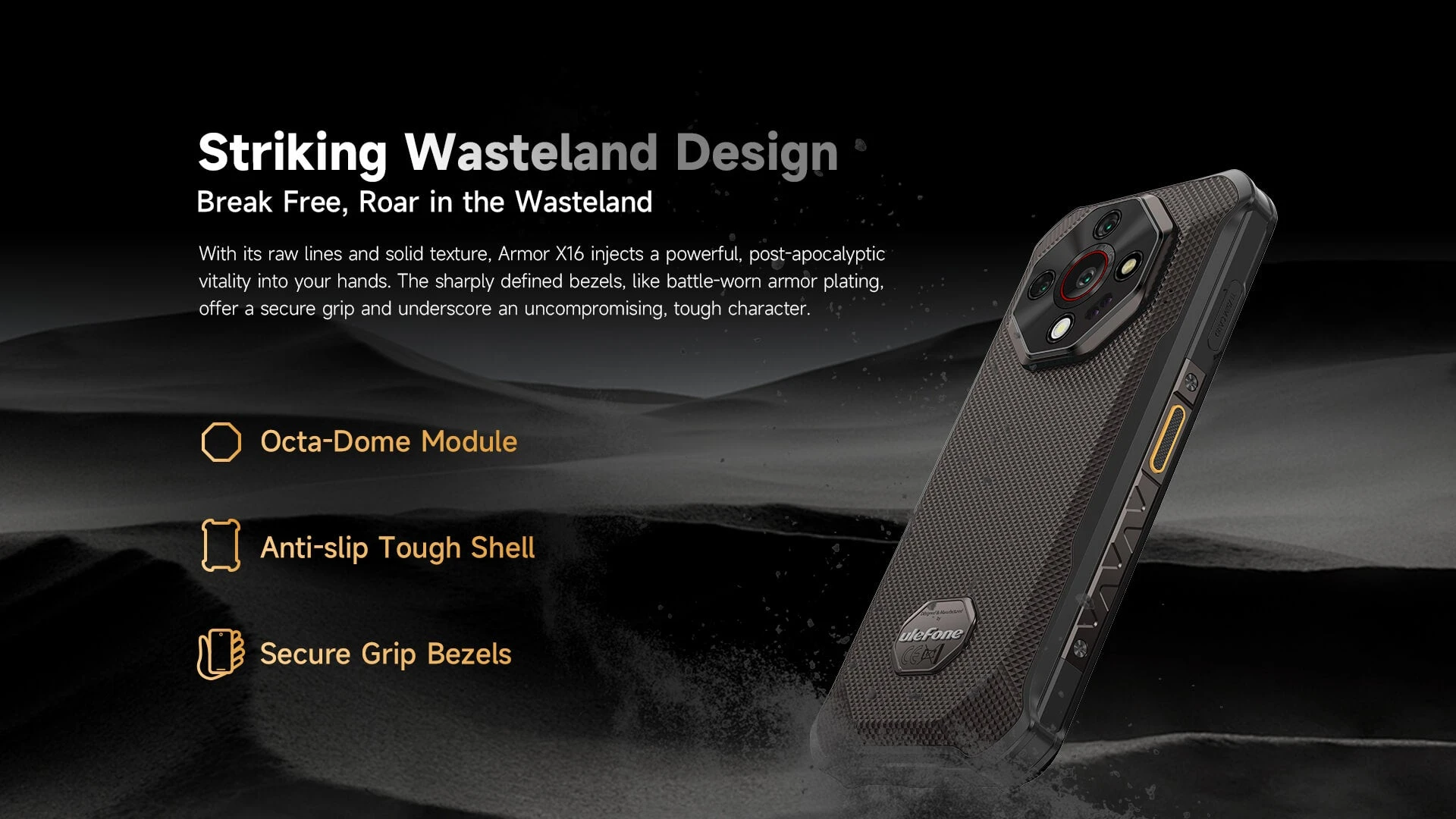 Išmanusis telefonas Ulefone Armor X16 6/128GB Wasteland shadow EU aprašymas - Prekės nuotrauka