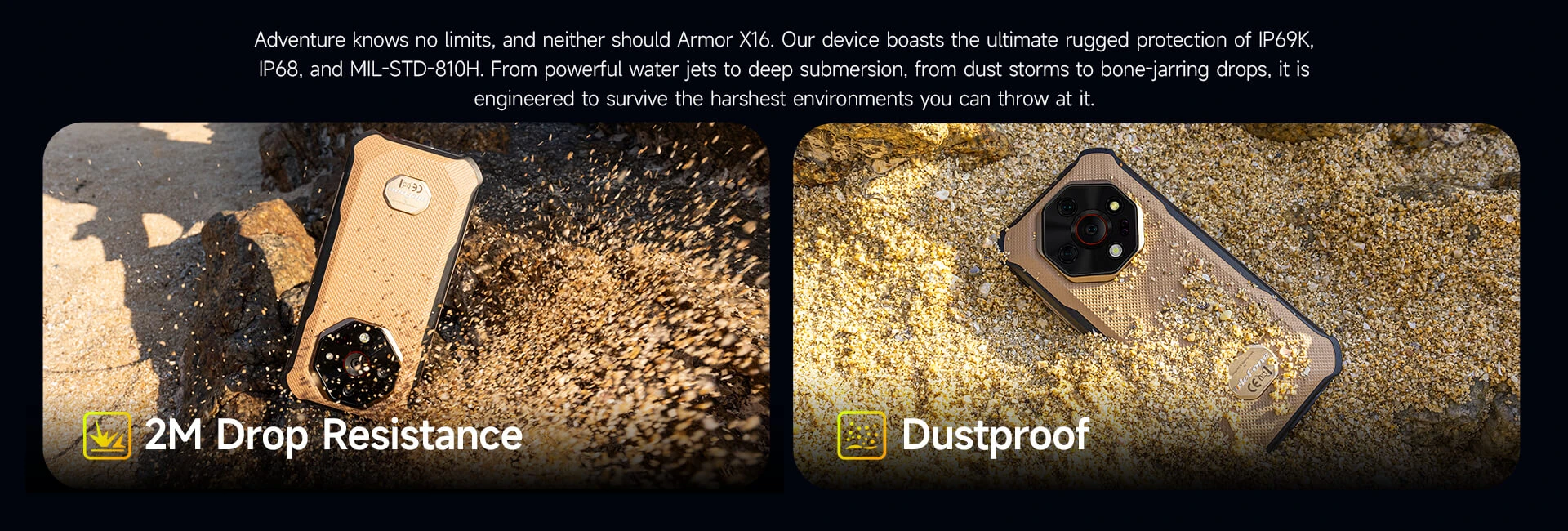 Išmanusis telefonas Ulefone Armor X16 6/128GB Wasteland shadow EU aprašymas - Prekės nuotrauka