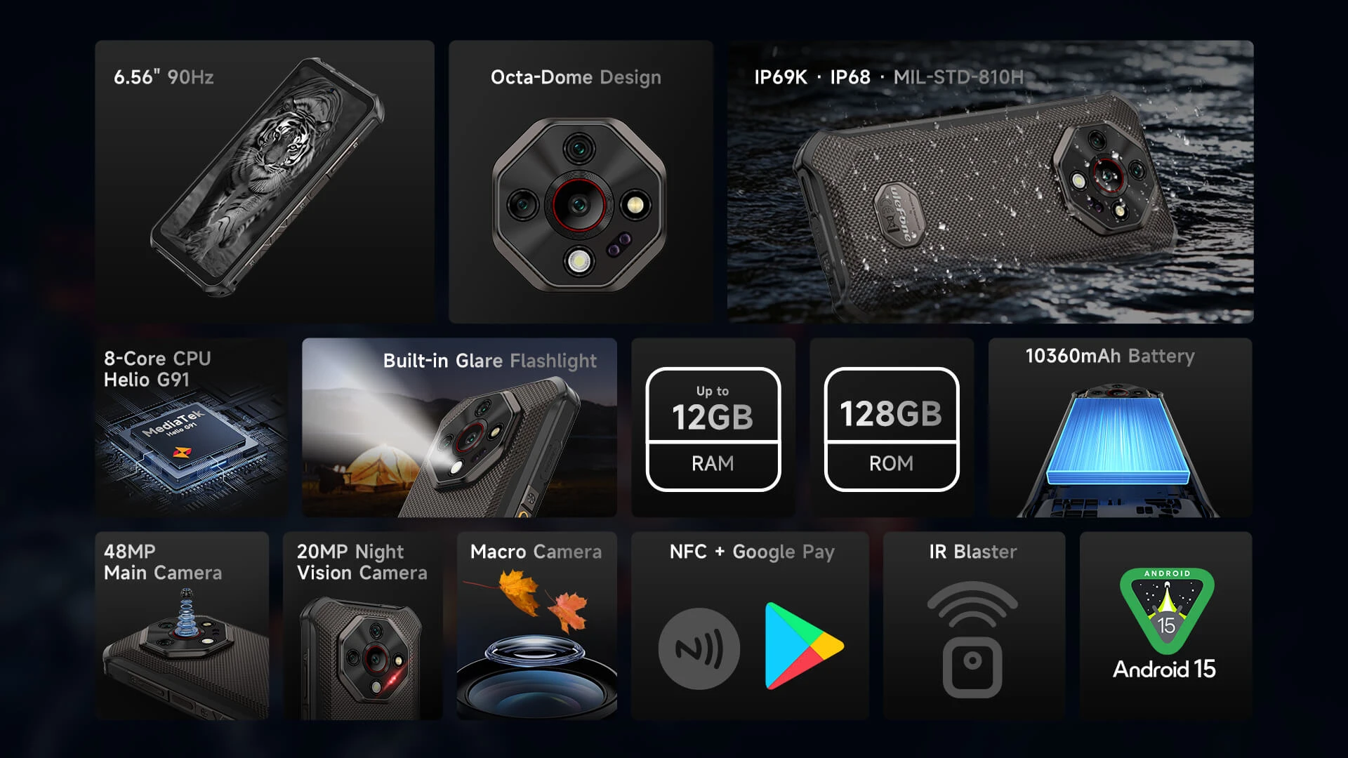 Išmanusis telefonas Ulefone Armor X16 6/128GB Wasteland shadow EU aprašymas - Prekės nuotrauka