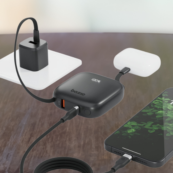 Energea Išorinė baterija 4-viename Bazic Fusion 10000mAh PD20W USB-C/Lightning juodos spalvos aprašymas - Prekės nuotrauka