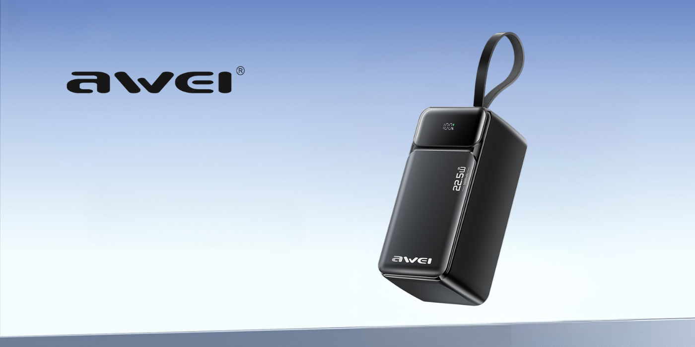 Išorinė baterija Awei PA-106 50000mAh 22,5W PD 3xUSB-C juodos spalvos aprašymas - Prekės nuotrauka