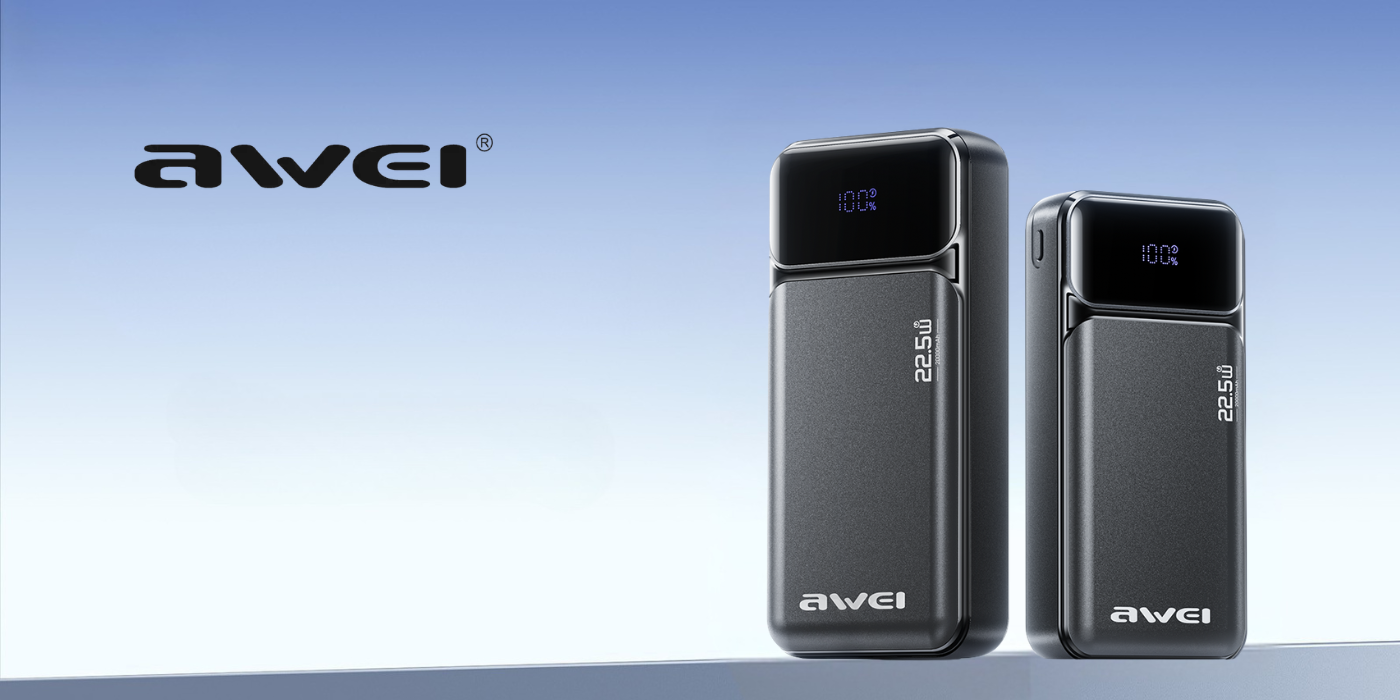 Išorinė baterija Awei PA-92 20000mAh 22,5W PD 2xUSB-C juodos spalvos aprašymas - Prekės nuotrauka